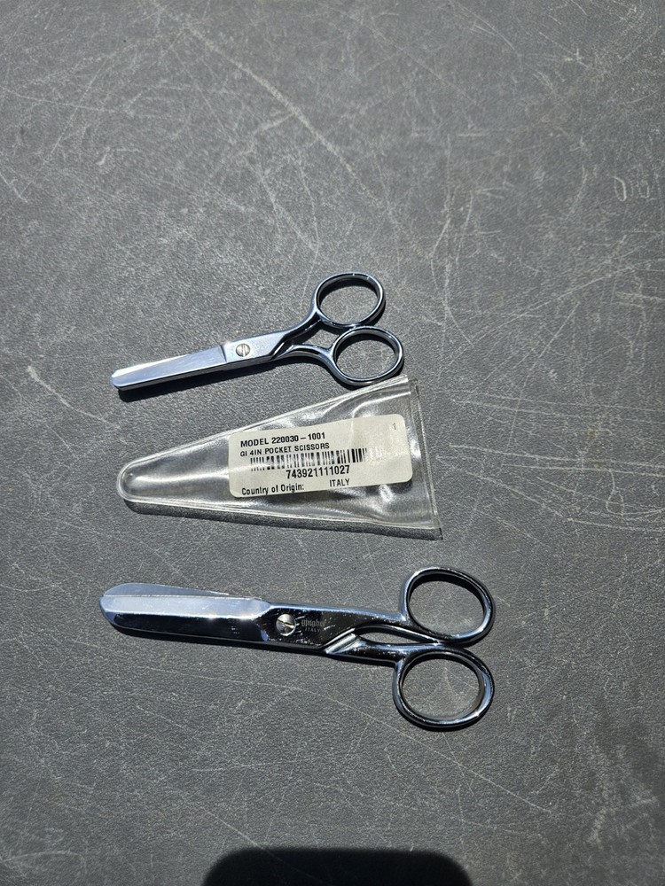 2 Pair Gingher Blunt Tip Scissors 4" & 5" Italy Real Nice