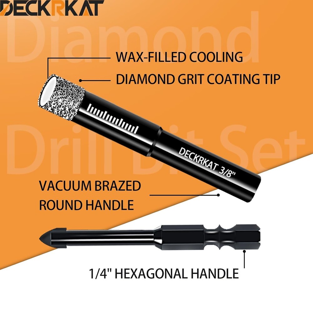 DECKRKAT 7-Piece Dry Diamond Drill Bits & 7 Pack (with Carbide)