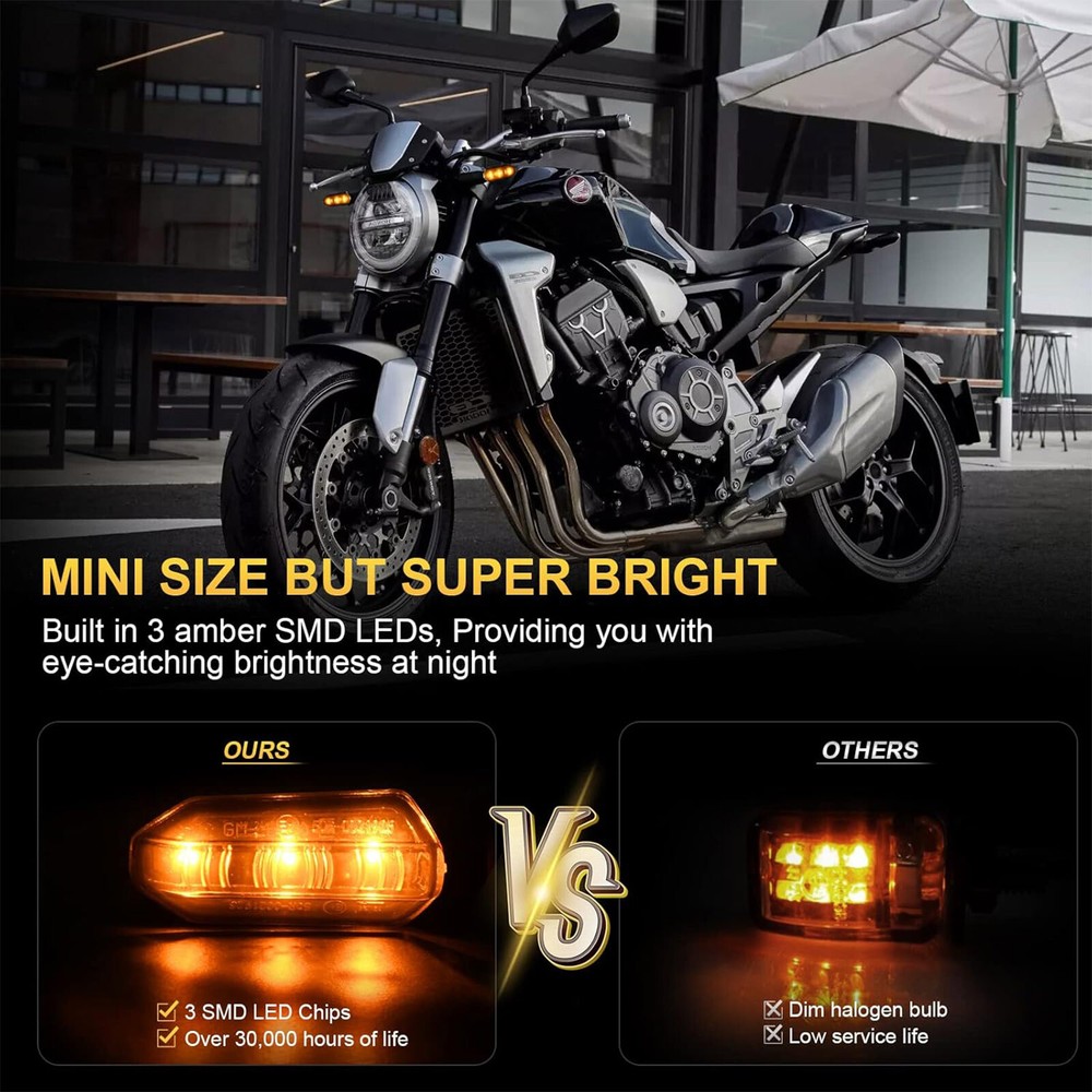 4PC Motorcycle Led Turn Signal Indicator Blinker Amber Light Universal Durable