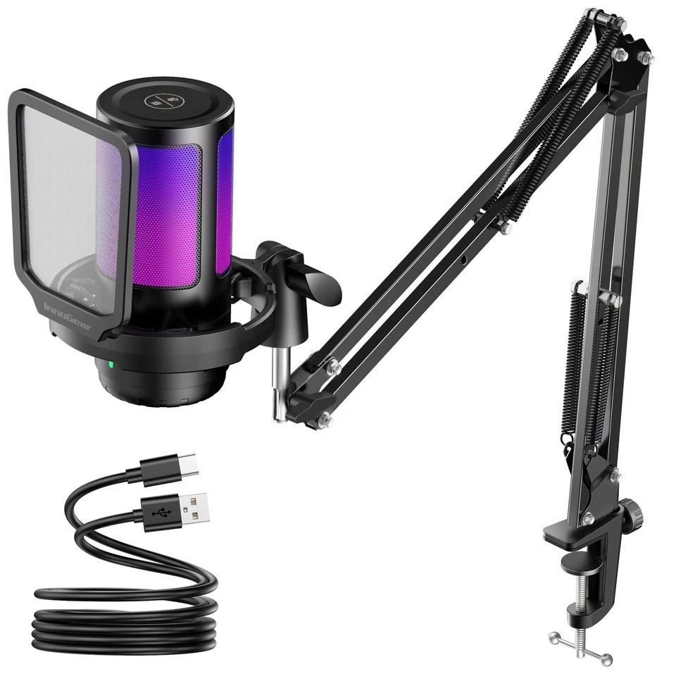 Gaming USB Microphone with Noise Cancellation for Streaming & PC