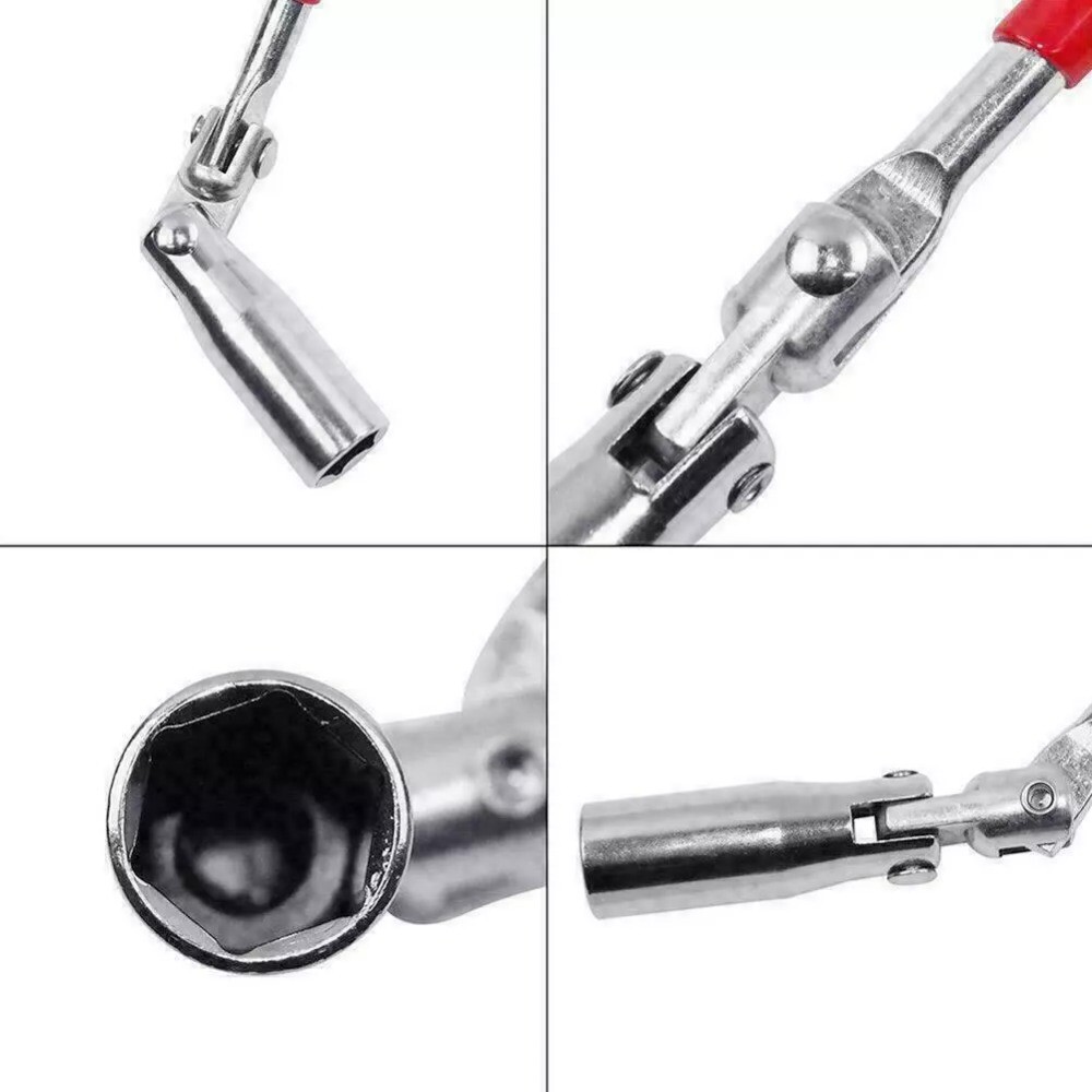 3PCS Spark Plug Removal Tool 16 21mm T-Handle Flexible Spanner Socket Wrench Set