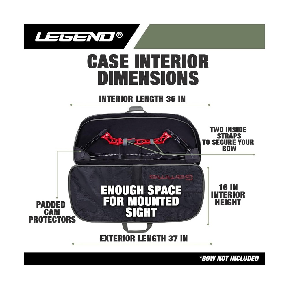 LEGEND Gamma Compound Bow Case - Premium Archery Protection Backpack with Sho...