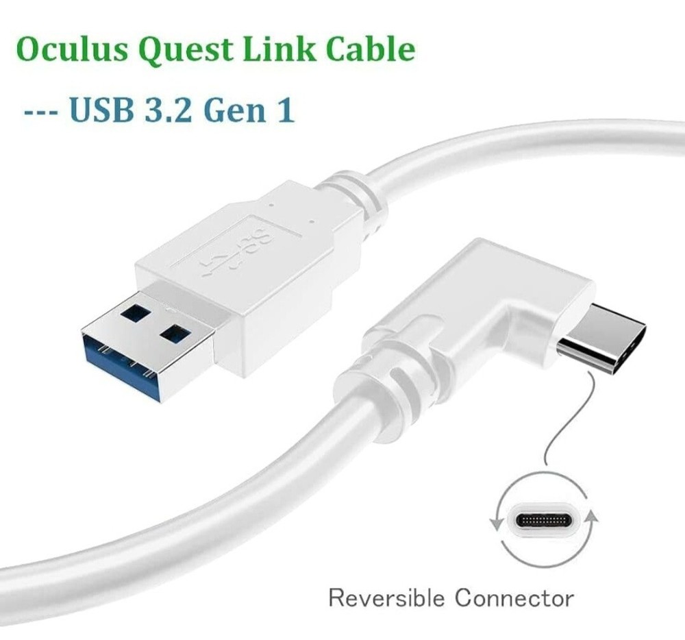 20FT Link Cable For Oculus Quest 2 Type-C 3.2 Right Angle To USB C Charging Cord
