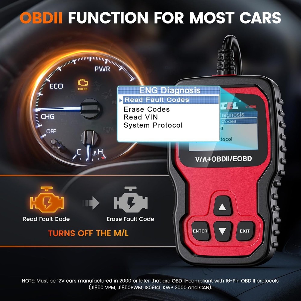 OBD2 Fault Code Reader Scanner Engine ABS SRS EPB Oil Reset Car Diagnostic Tool