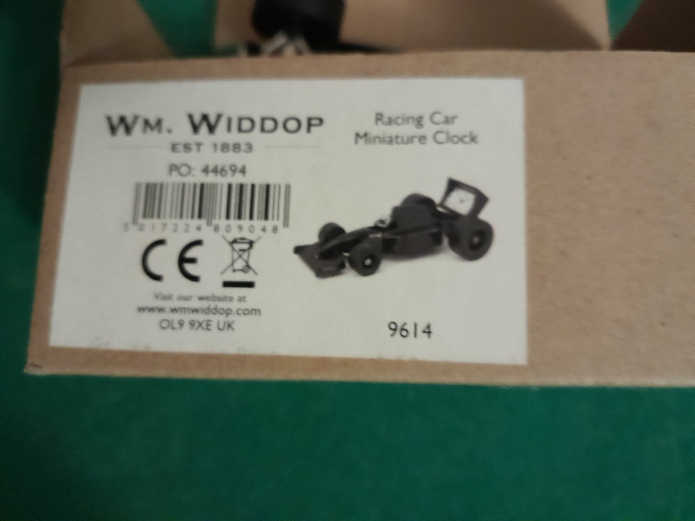 WM. Widdop Racing Car Miniature Clock Working