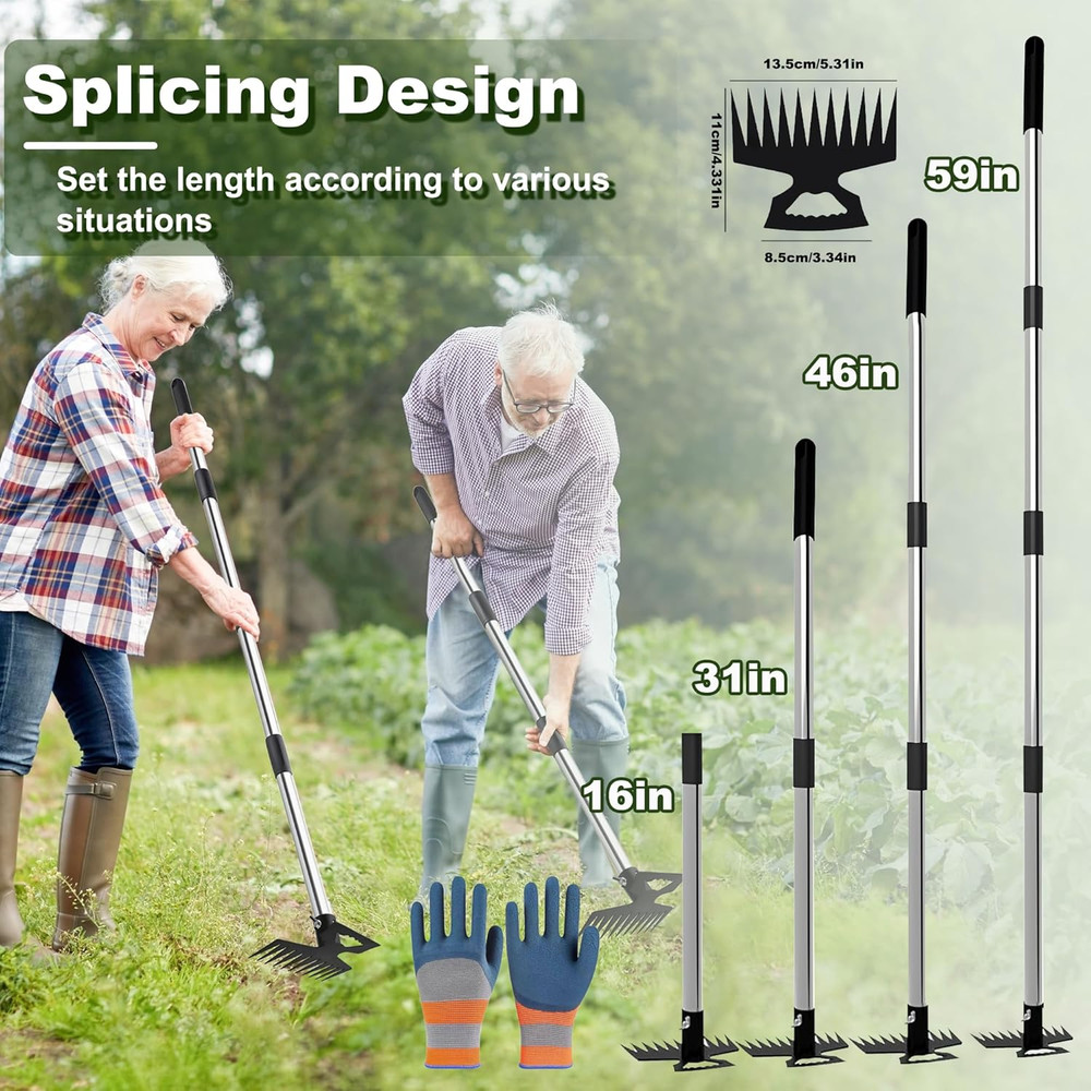 Weed Puller Tool with Long Handle, 60" Manual Weeder Remover Tool, 2 in 1 11
