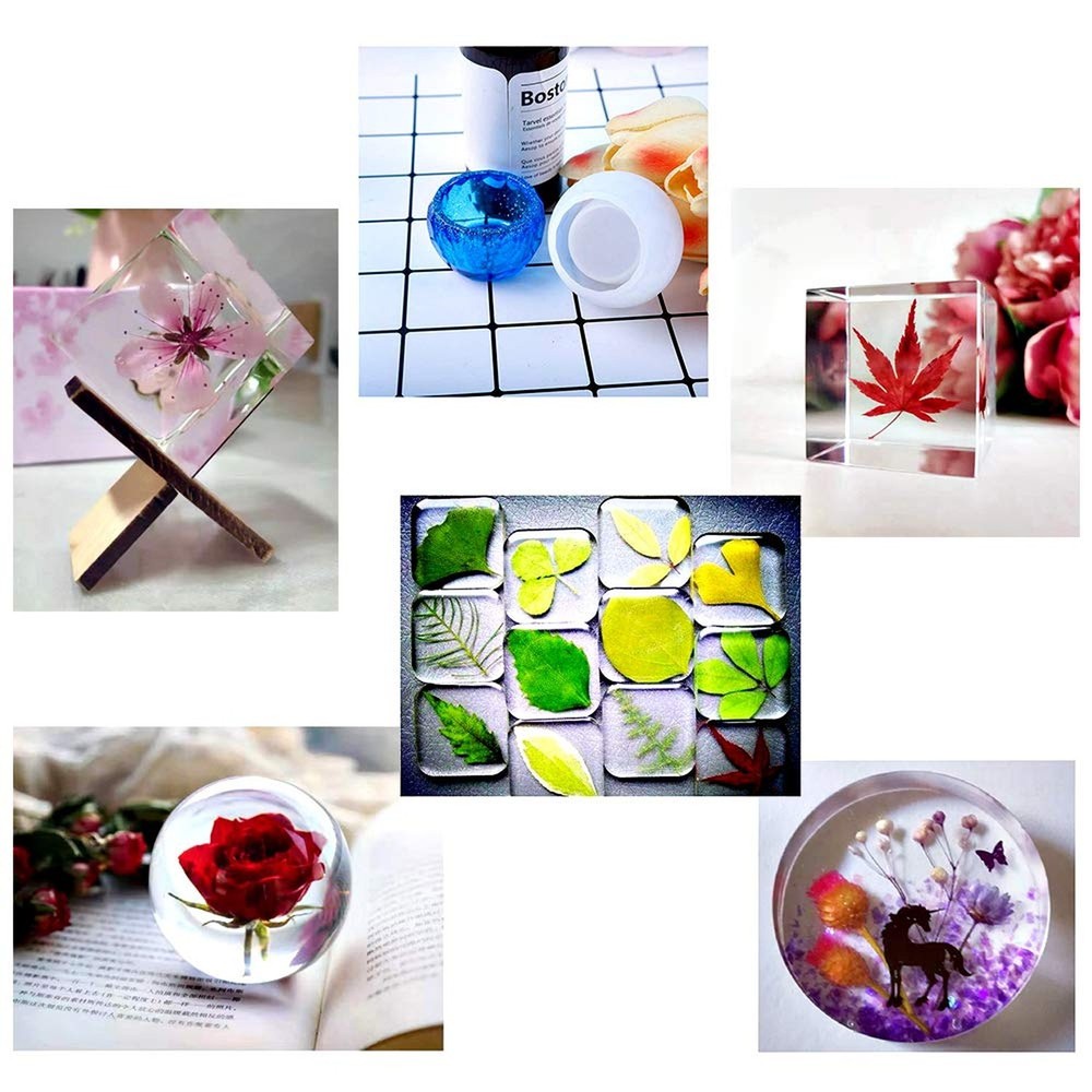 Resin Molds Silicone Kit 20Pcs,Epoxy Resin Molds Including Sphere,Cube,Pyrami...