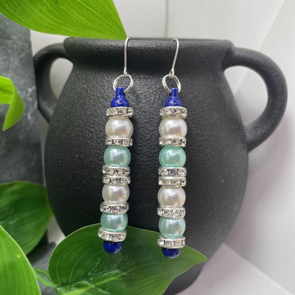 3” Silver-tone Acrylic Beaded Boho Drop Dangle Earring Set New Free Ship C157