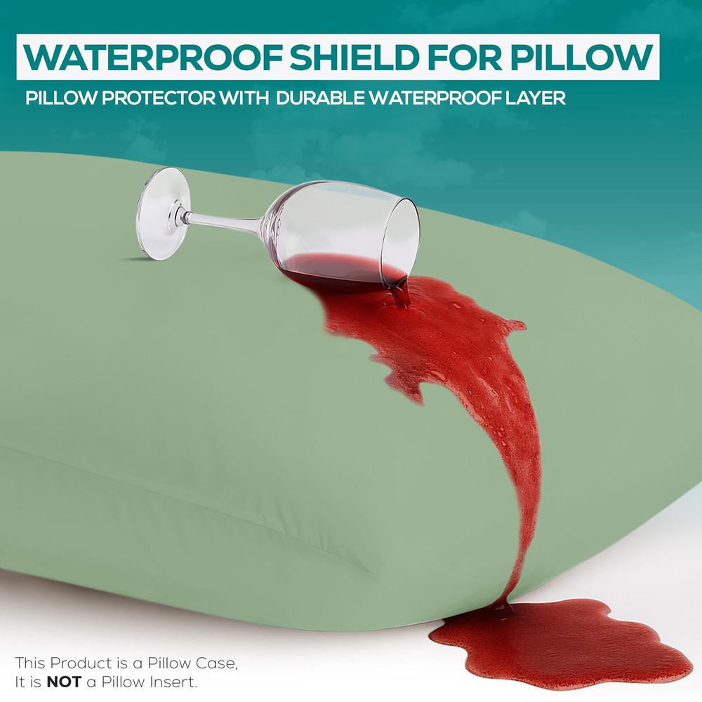 Pillow Protectors 20x26, Waterproof 2 Pack, Green