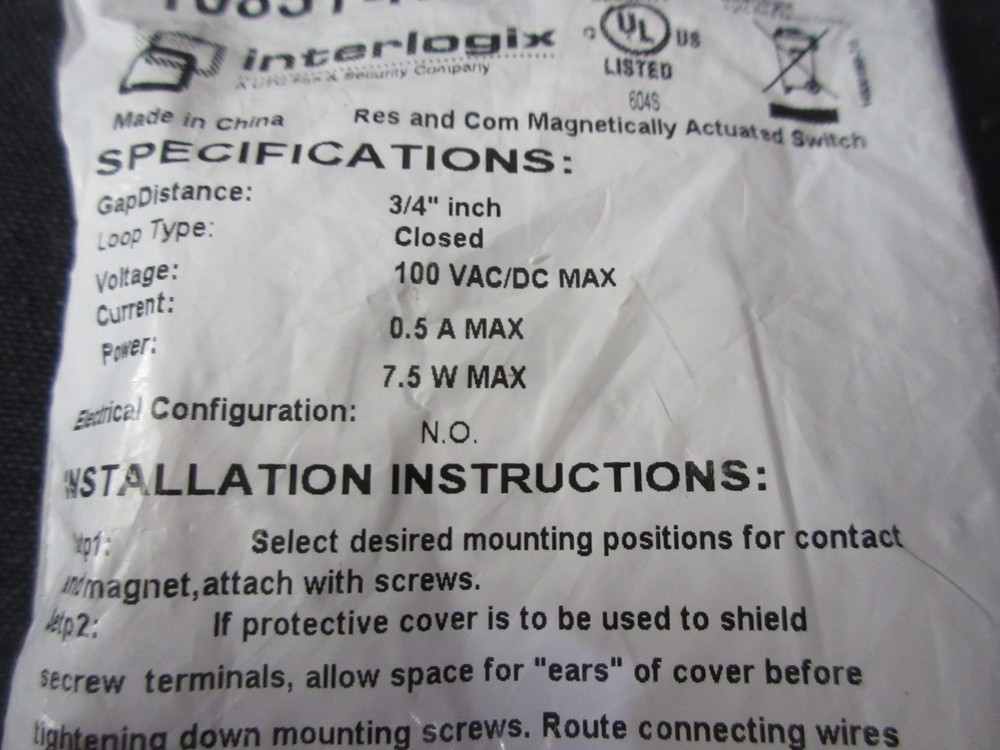 Interlogix 1085T-N Magnetically Activated Switch, MIP