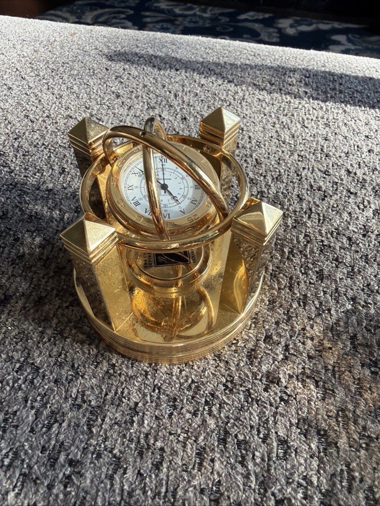 Kelly Services 50th Anniversary 1996 Gyroscope Desk Clock Brass Vintage EUC