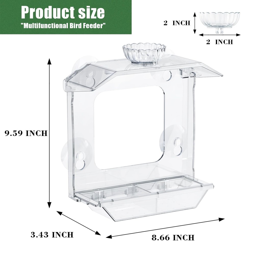 SVEDVK Clear Window Bird Feeder with Strong Suction Cups –