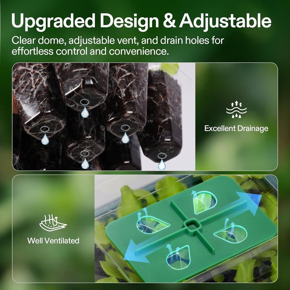 6-Pack Seed Starter Trays, 72-Cell Seed Starter Kit with Humidity Dome, Flat ...