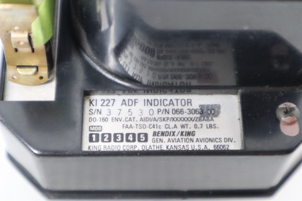 Bendix King KI 227 ADF Indicator 066-3063-00 with Connector (Missing Dial Knob)