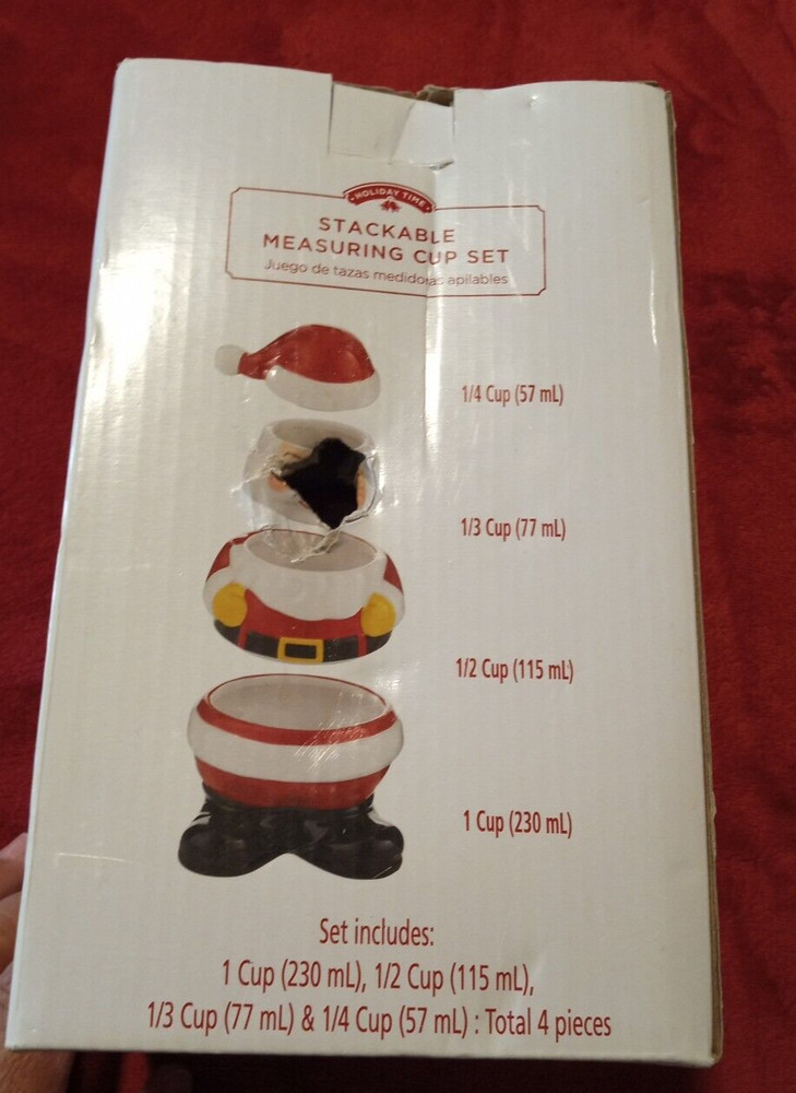 Stackable Measuring Cup Set Santa Claus By Holiday Time NIB
