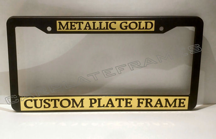 GOLD METALLIC TAG HOLDER CUSTOM TEXT WORDING CUSTOMIZED License Plate Frame