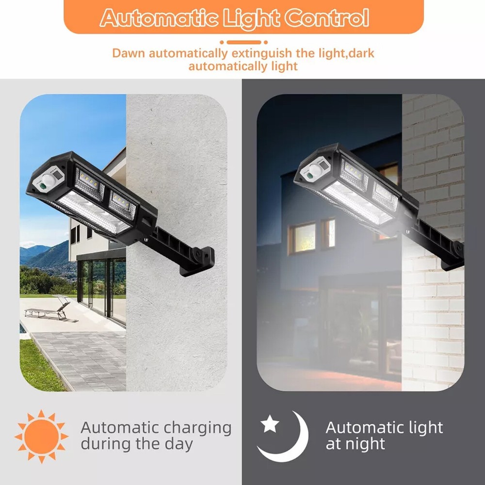 LED Solar Powered Night Safety Street Light With Motion Sensor & Remote Control