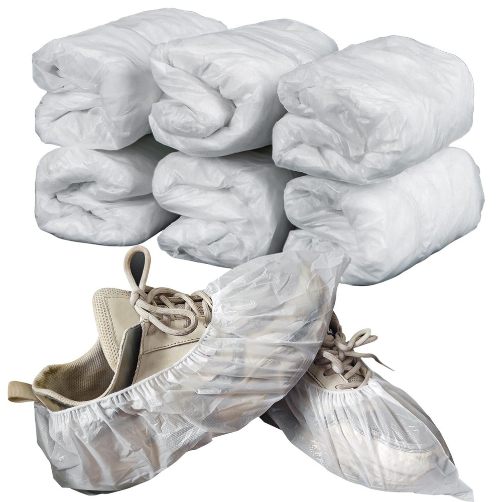 60 Pack (30 Pairs) Shoe Covers - Boot Plastic Disposable White