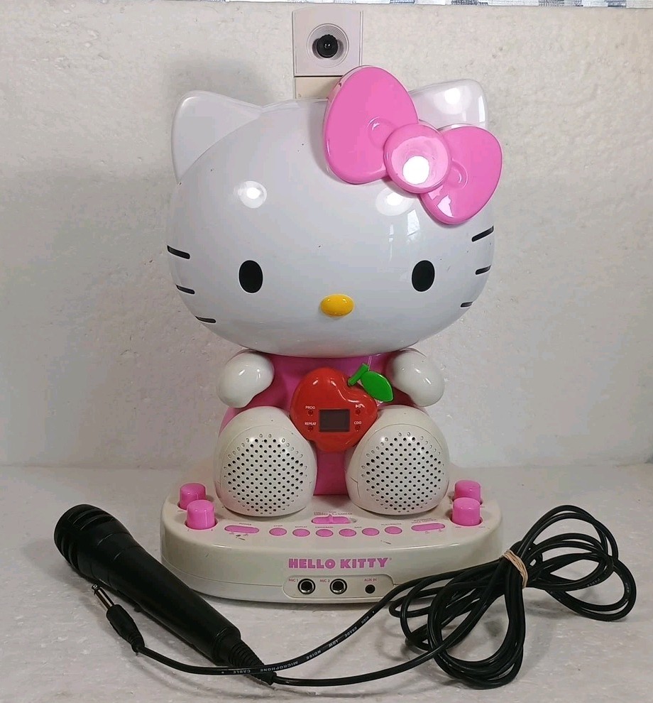 Hello Kitty CD+CDG Karaoke System w Video Camera Tested Missing Cords
