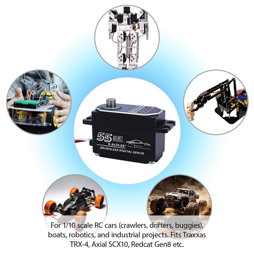 55kg Low-Profile Servo Programmable Brushless Digital Servo 0.09Sec High Spee...