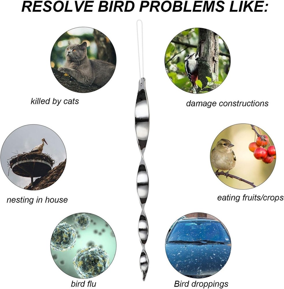 Durable Silver Bird Deterrents - Reflective Scare Rods for Gardens & Pools