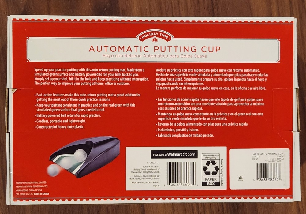 Automatic Putting Cup Black Cordless and Portable Holiday Time NEW