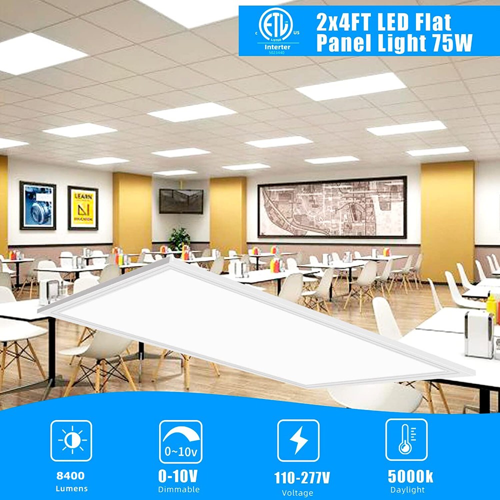 2x4 FT LED Flat Panel Troffer Light, 4 Pack 75 Watts 8400LM Drop Ceiling Lights