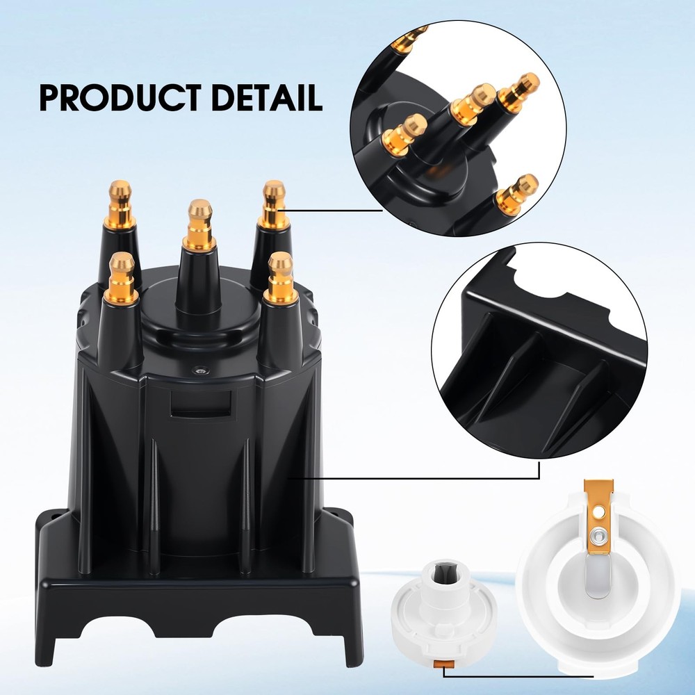 Distributor Cap and Ignition Rotor Kit Replacement for 3.0L 4cyl Black