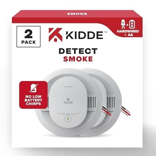 Kidde 20SAR Hardwired Smoke Detector, Battery Backup, Interconnectable, 2 Pack