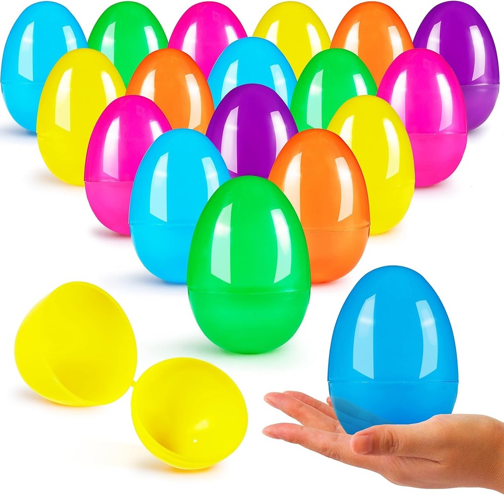 JOYIN 3.15" Easter Eggs, Fillable Plastic Eggs Empty Colorful Bright Eggshells w