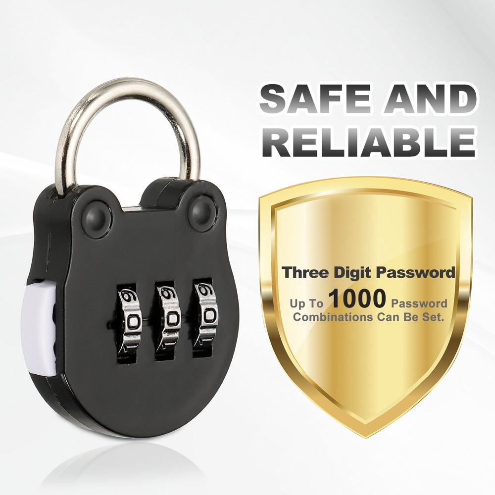 Combination Padlock (Small, Black)(2 Pcs),Cat Shackle Code Locks