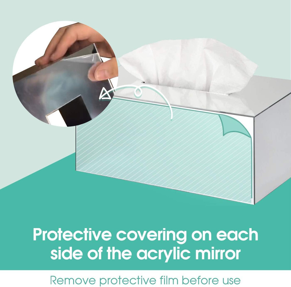 JackCubeDesign Overall Acrylic Mirror Rectangle Tissue Box Holder Case Storage