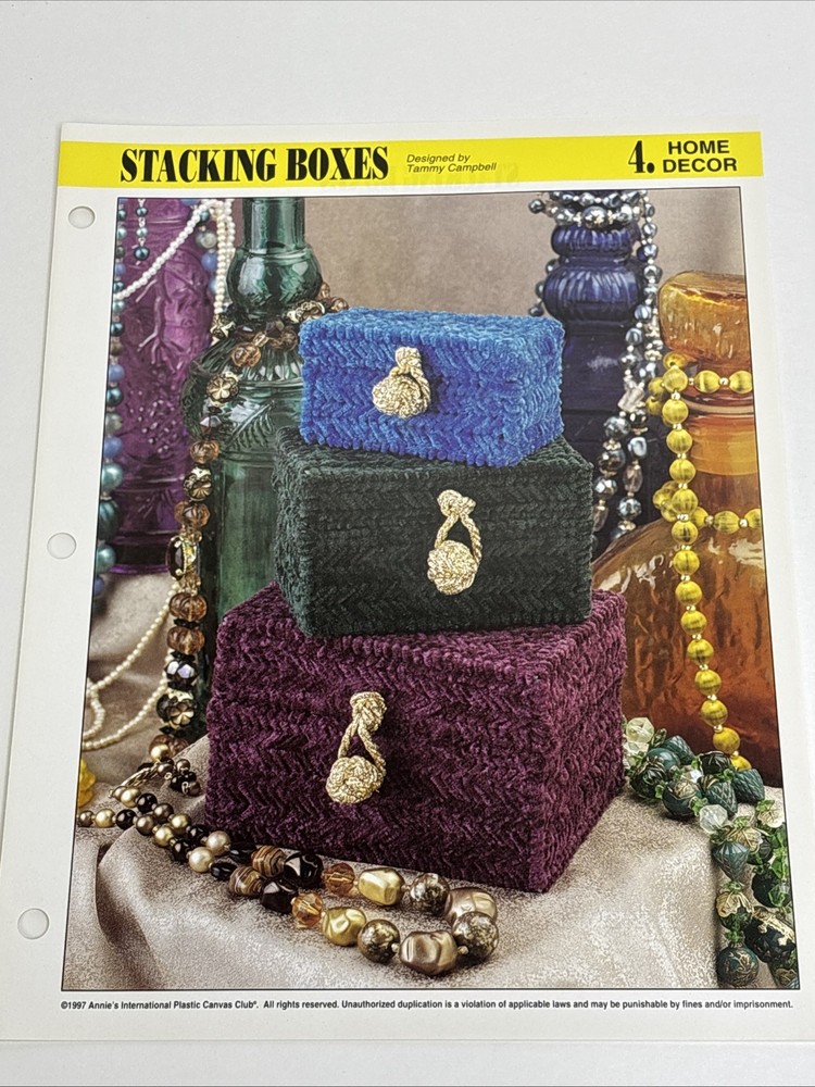 Stacking Boxes 3 Sizes Annie's Attic Plastic Canvas Pattern Page