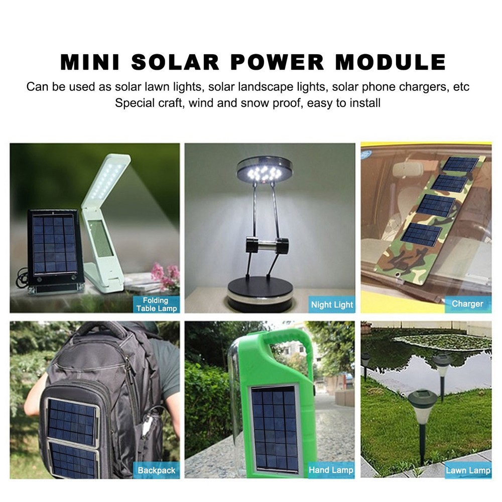 2Pcs Mini Solar Power Module Epoxy Panel With 100cm Cable Electronic New