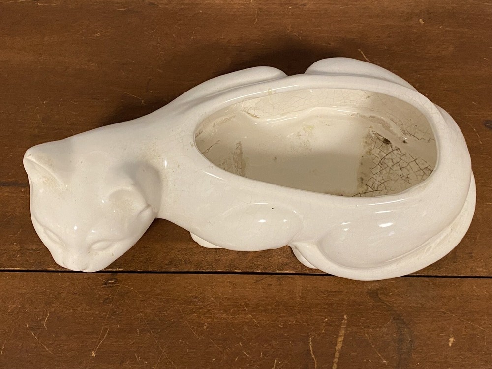 MCM Cat Planter White Unmarked