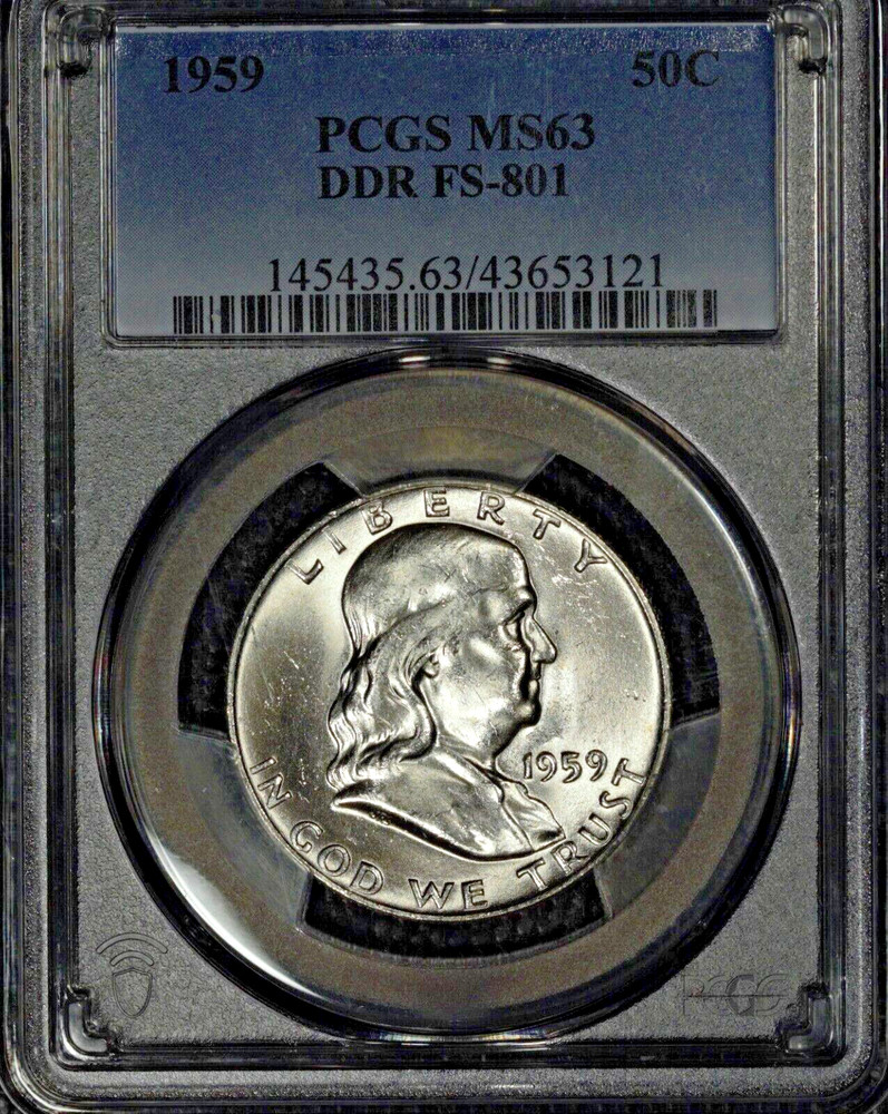 1959 Franklin Half Dollar, PCGS MS63, DDR FS-801