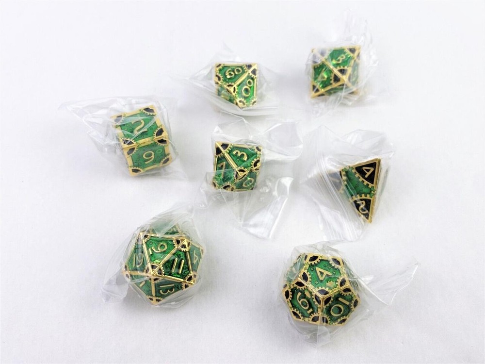 Steampunk Metal Dice Set 7 Die Polyhedral Role Playing Dice Set