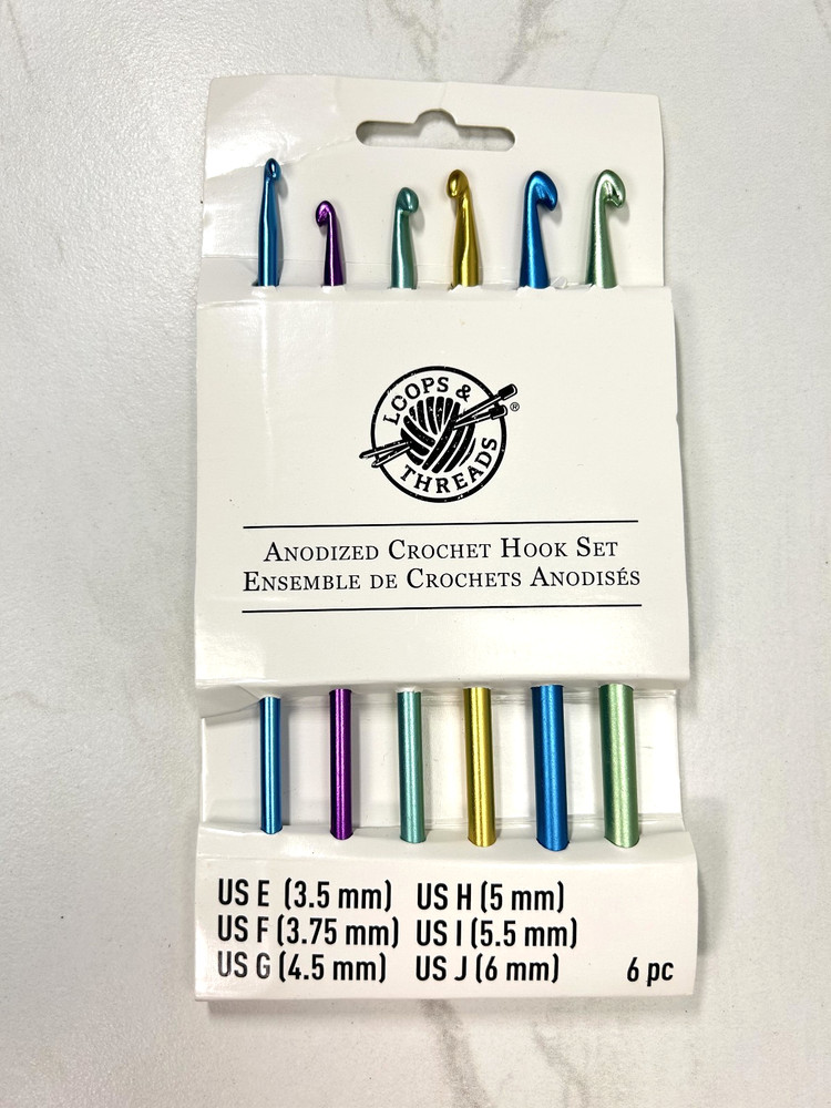 SET of 6 LOOPS & THREADS CROCHET HOOK SET ANODIZED HOOKS E-J