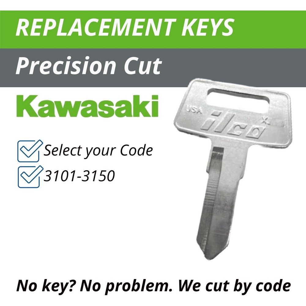 Kawasaki Mule Keys UTV Replacement Key Cut to Code 3101-3150