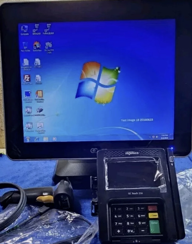 NCR Touchscreen POS Retail System Register Set, Printer, Scanner, Drawer, Screen