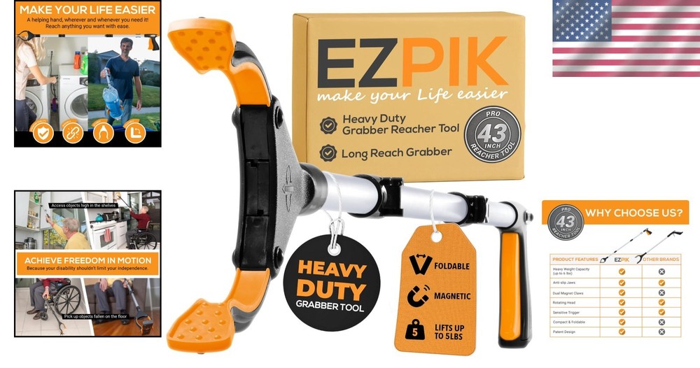 Pro Foldable Claw Grabber Stick - Elderly Pickup Tool