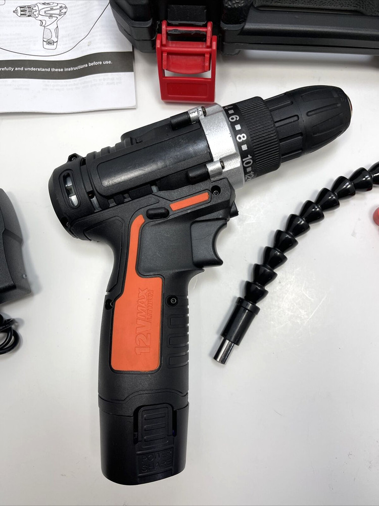 Cordless Drill Driver Kit 12V with 26 Accessories & Tool Case