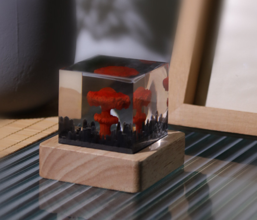 Mushroom Cloud Resin Night Light – Artistic Decor with LED Base