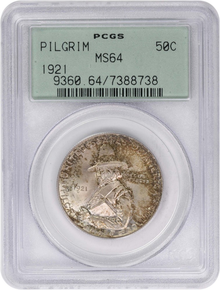 Pilgrim Commemorative Silver Half Dollar 1921 MS64 PCGS