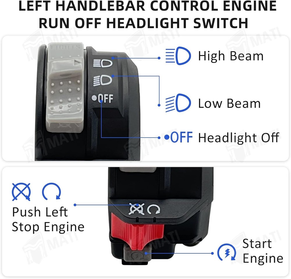Left Handlebar Control Engine Start Run Off Headlight Switch for Yamaha ATV