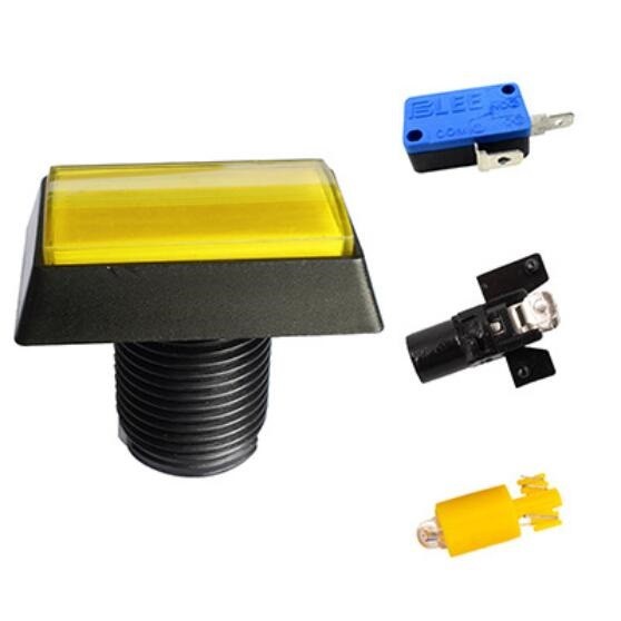Yellow Arcade Square Rectangle Buttons LED Push Illumilated With Microswitch vv