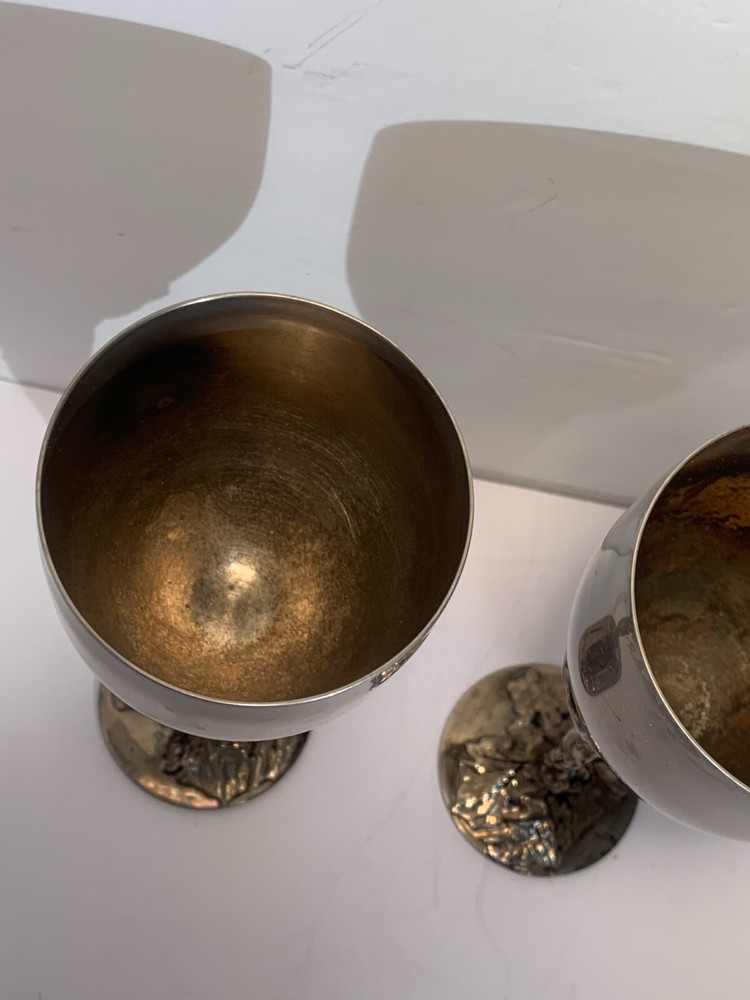 Godinger Silverplate Goblets, Grapes, READ