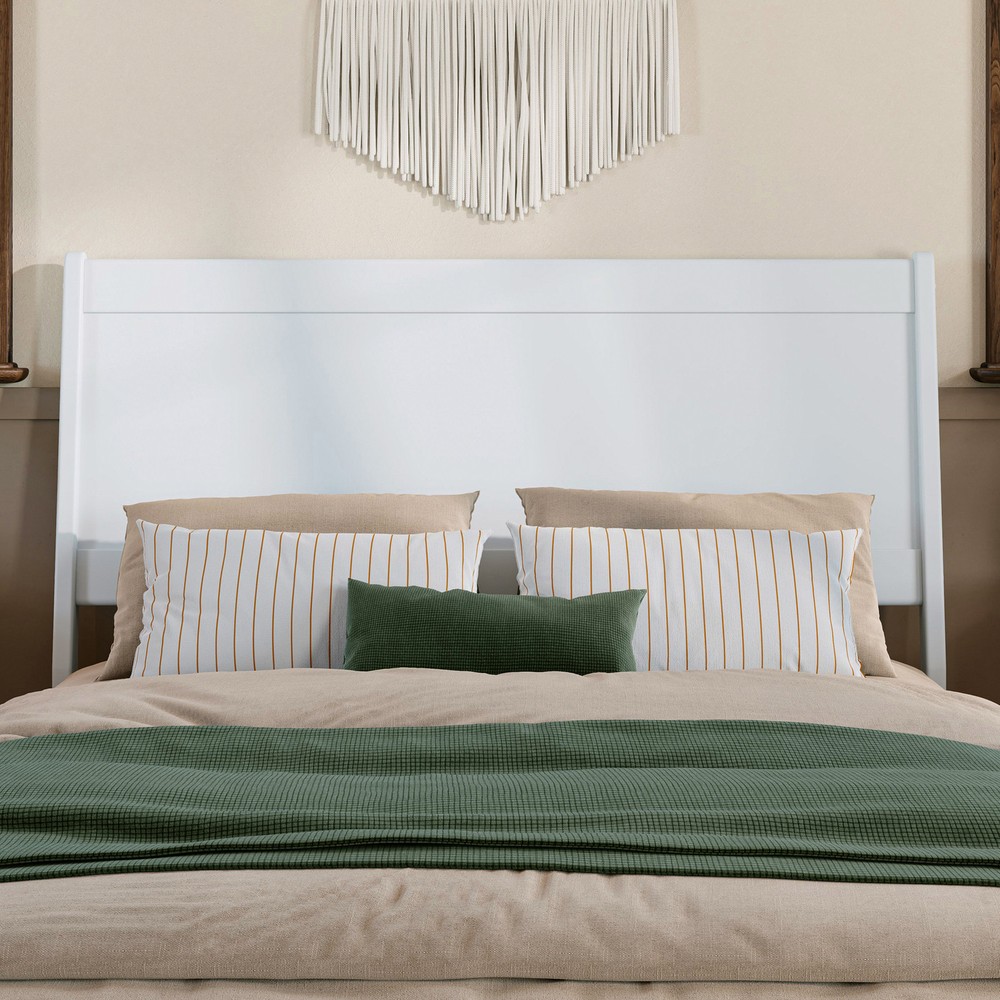 Casanova Full Solid Wood Panel Headboard in White