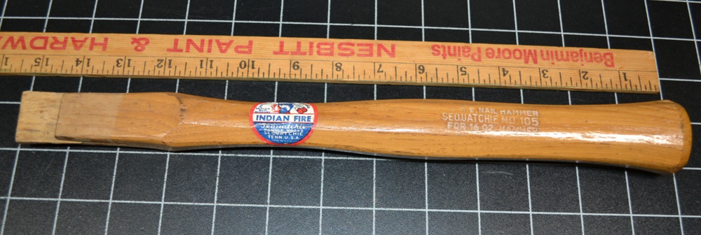 INDIAN FIRE - SEQUATCHIE HANDLE WORKS - OCTAGONAL  HAMMER HANDLE - 14" - NOS