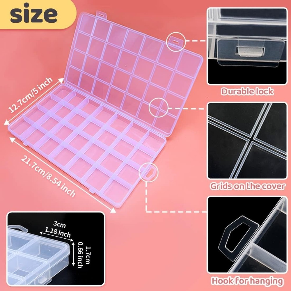 Elegant 28-Compartment Bead Organizer Box - Clear Durable Plastic Storage